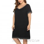 IN'VOLAND Women Plus Size Nightgown Short Sleeve Loungewear V-Neck Sleepwear Comfy Sleep Shirt Pajama Dress (16W-24W）