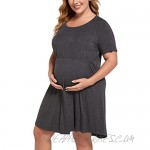 IN'VOLAND Women's Plus Size Maternity Nightgown Short Sleeve Sleepwear Maternity Nursing Nightgown (16W-24W)