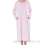Keyocean Nightgowns for Women 100% Cotton Soft Lightweight Long Sleeve Nightdress with Pockets