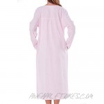 Keyocean Nightgowns for Women 100% Cotton Soft Lightweight Long Sleeve Nightdress with Pockets