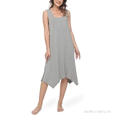 LazyCozy Women's Bamboo Sleepwear Sleeveless Nightgown Tank Nightshirt