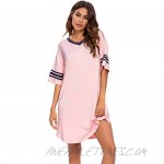 LecGee Womens Short Sleeve Modal Sleepwear Casual V Neck Nightgown Oversized Nightshirt Loose Comfy Pajama Loungewear
