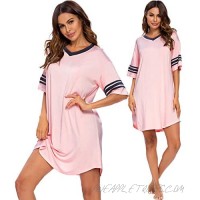 LecGee Womens Short Sleeve Modal Sleepwear Casual V Neck Nightgown Oversized Nightshirt Loose Comfy Pajama Loungewear