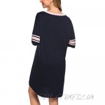 luxilooks Nightgown Short Sleeve Women's Night Shirts for Sleeping Cotton V-neck Sleepshirt Loose Nightwear Comfy Sleepwear