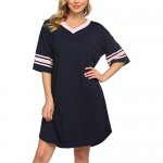 luxilooks Nightgown Short Sleeve Women's Night Shirts for Sleeping Cotton V-neck Sleepshirt Loose Nightwear Comfy Sleepwear