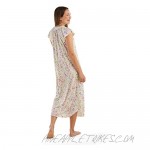 Miss Elaine Nightgown - Women's Long Sofiknit Nightgown V- Neckline with Bow and Short Flutter Sleeves Trimmed in Lace