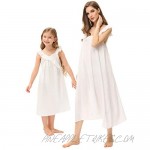 Mom and Daughter Matching Clothes Cotton Nightgowns Sleeveless Floral Printed Nightdress for Women & Girls Cute Dress