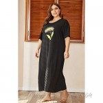 salinr Women Plus Size Nightgowns Long Sleepshirt Short Sleeve Round Neck Sleepwear