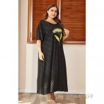 salinr Women Plus Size Nightgowns Long Sleepshirt Short Sleeve Round Neck Sleepwear