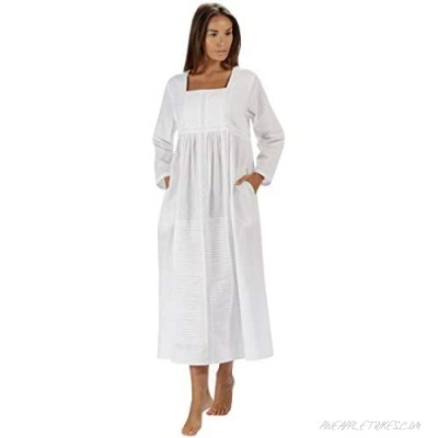 The 1 for U Nightgown 100% Cotton Womens Long Nightie with Pockets - Esther