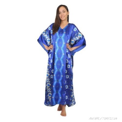 Up2date Fashion Satin Caftan Twilight Floral Print One Size Plus Style#Caf-36