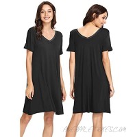 WiWi Nightgowns for Women Short Sleeve Sleepwear Soft Bamboo Pajamas V Neck Sleep Shirt Plus Size Loungewear S-4X