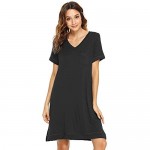 WiWi Soft Bamboo Nightgowns for Women Sleep Shirts Lightweight Short Sleeve Lounge Dress Plus Size Sleepwear S-4X