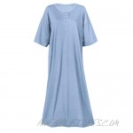 Women's 2-Pack Long Henley Nightshirts - Pajama Sleep Shirt Set Missy