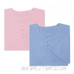 Women's 2-Pack Long Henley Nightshirts - Pajama Sleep Shirt Set Missy