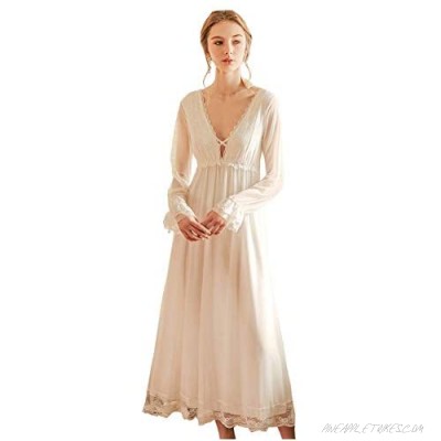Womens' Elegant Victorian Nightgown Sleepwear Lace Nightdress Housewear PJS Lounger Nighties