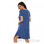 Womens Nightgown Short Sleeve Sleep Shirts Loose Pleated Scoopneck Sleepwear Nightshirt S-XXL