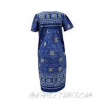 Women's Short Sleeve Blue Lounger House Dress - 3 Button Bib Yoke and Pockets
