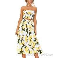 Angashion Women's Floral Crop Top Maxi Skirt Set 2 Piece Outfit Dress