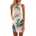 Asvivid Womens Halter Floral Printed Sleeveless Beach Mini Casual Dress Summer Short Sundresses
