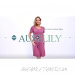 AUSELILY Women's Short Sleeve Pleated Loose Swing Casual Dress with Pockets Knee Length