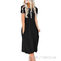 AUSELILY Women's Short Sleeve Pockets Empire Waist Pleated Loose Swing Casual Flare Dress