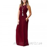 AUSELILY Women's Summer Sleeveless Loose Plain Maxi Dress Casual Long Dress with Pockets