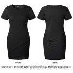 BTFBM Women's 2021 Casual Crew Neck Short Sleeve Ruched Stretchy Bodycon T Shirt Short Mini Dress