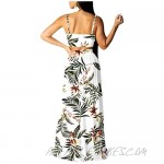 EOSIEDUR Women's Chiffon Bohemian Floral Printed 2 Piece Sets Crop Cami Top & Split Beach Party Maxi Dress