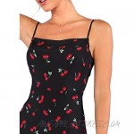 Floerns Women's Summer Floral Cherry Print A Line Short Cami Dress