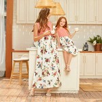 IFFEI Mommy and Me Dress Matching Outfits Floral Printed Sleeveless Tank Maxi Dress for Mother and Daughter