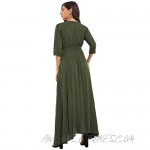 Milumia Women's Button Up V Neck Half Sleeve Split Flowy Plain Party Maxi Dress