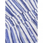 Milumia Women's Stripe V Neck Half Sleeve Split Button Up Party Maxi Dress