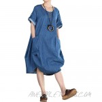 Minibee Women's Ruffle Oversize Casual Midi Dresses with Pockets
