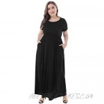 Nemidor Women Short Sleeve Loose Plain Casual Plus Size Long Maxi Dress with Pockets
