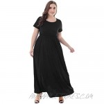 Nemidor Women Short Sleeve Loose Plain Casual Plus Size Long Maxi Dress with Pockets
