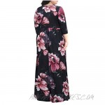 Nemidor Women's 3/4 Sleeve Floral Print Plus Size Casual Party Maxi Dress