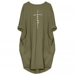 Rfecccy Women's Faith Oversize Baggy T Shirt Causal Loose Party Short Midi Dresses with Pockets