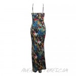 SheKiss Women's Summer Floral Spaghetti Strap Long Maxi Dresses Low-Cut Bohemian Beach Sundress