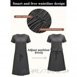 Simier Fariry Womens Adjustable Waist Line Midi Dress with Pockets