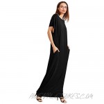 Verdusa Women's Short Sleeve Loose Long Maxi Lounge Dress with Pockets