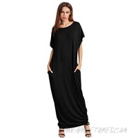 Verdusa Women's Short Sleeve Loose Long Maxi Lounge Dress with Pockets