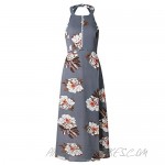 ZESICA Women's Halter Neck Floral Print Backless Split Beach Party Maxi Dress