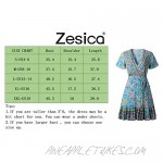 ZESICA Women’s Summer Wrap V Neck Bohemian Floral Print Ruffle Swing A Line Beach Mini Dress