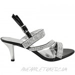 Fashion Thirsty Womens Diamante Mid Heel Prom Bridal Wedding Shoes Evening Sandals Size