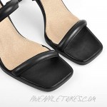Richealnana Women's Square Toe Slip On Straps Mule Sandals