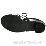 SOBEYO Women's Sandals Lace Up Gladiator Block Low Heel Shoes