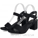 Womens Buckle Ankle Strap Heeled Sandals Open Toe Chunky Mid Heels Pumps Summer Retro Slingback Faux Suede Dress Sandal