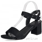 Womens Buckle Ankle Strap Heeled Sandals Open Toe Chunky Mid Heels Pumps Summer Retro Slingback Faux Suede Dress Sandal