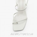 Womens Open Toe Mid Heel Sandals Ankle Buckle Trendy Stilettos Bridal Bridesmaid Shoes